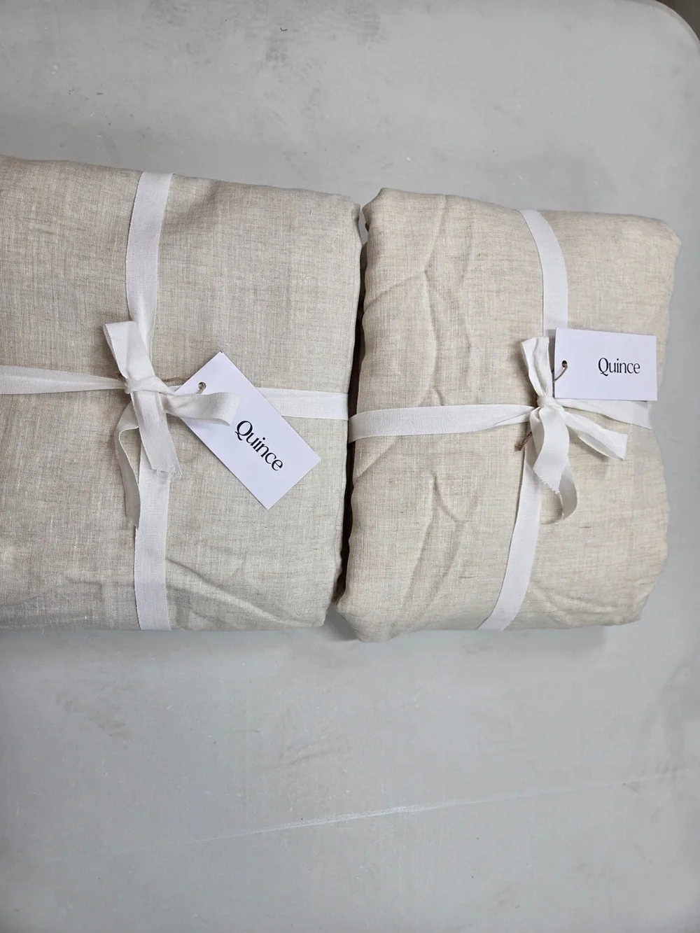 NWT QUINCE Set Of 2 48x84 European Linen True Blackout Curtains Flax 9967